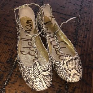 Faux snake skin flats